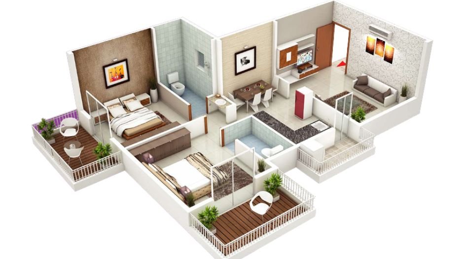 Divine-Bliss-2BHK-3D-Plan